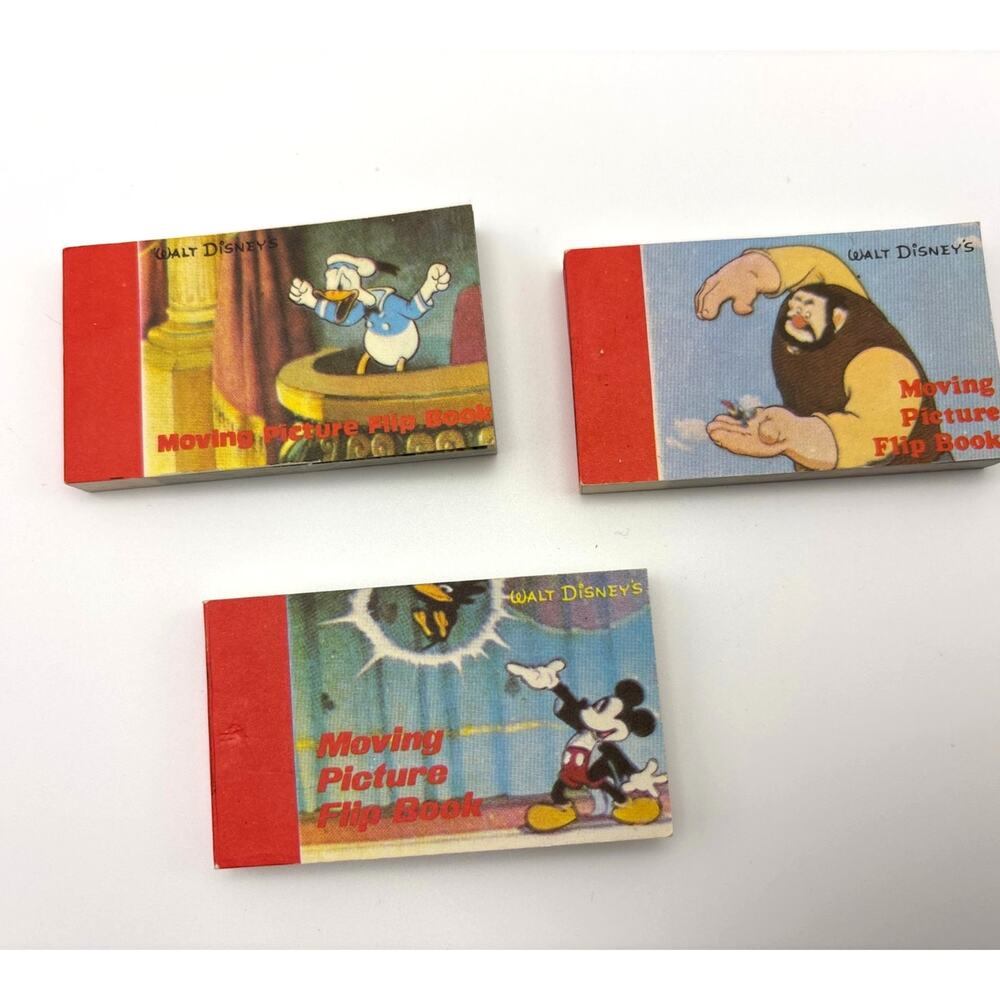 Walt Disney's Moving Picture Flip-books Set of Three (3) Mickey Mouse 1980s